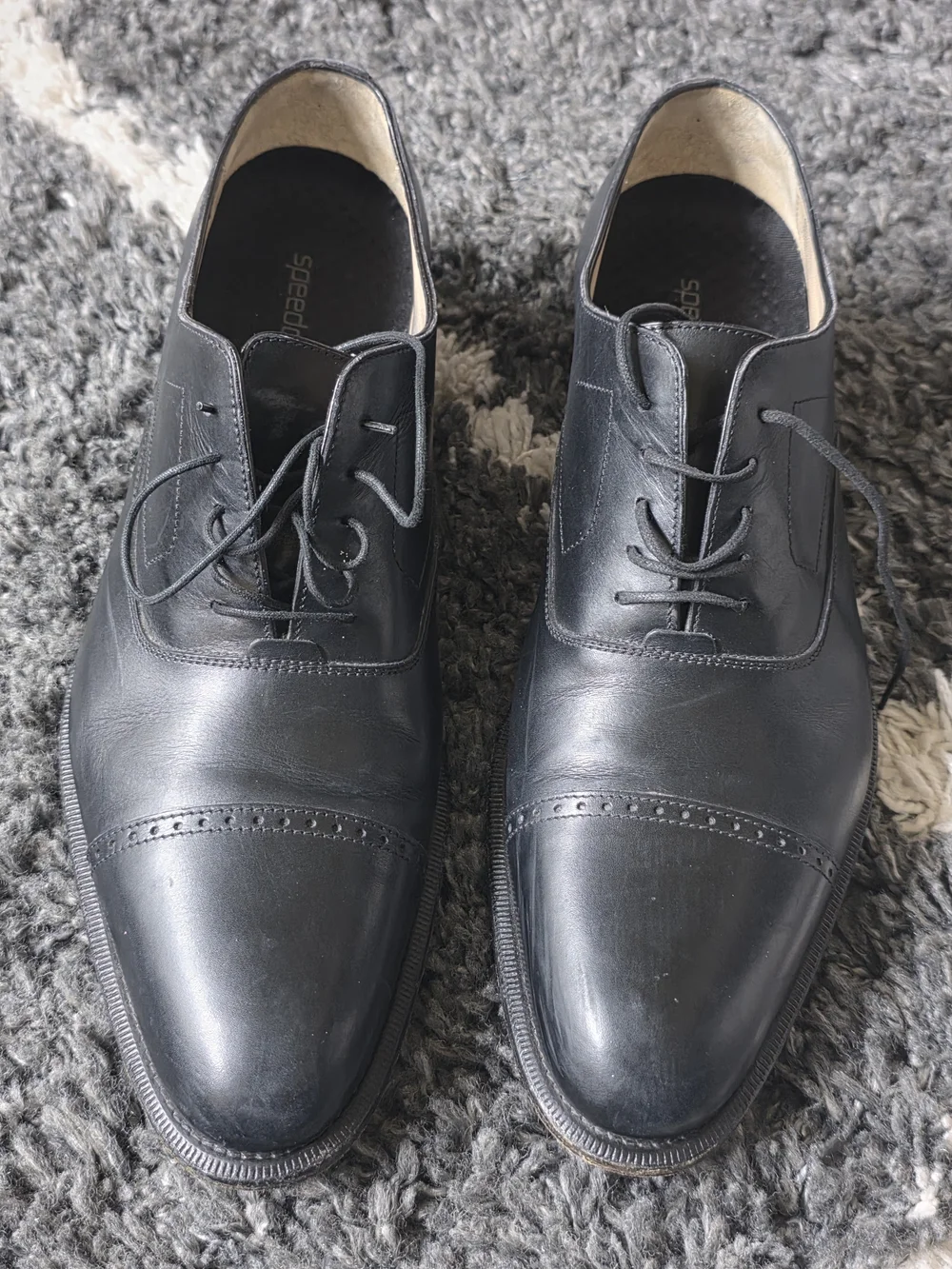 Salvatore Ferragamo Mens Black Captoe Oxfords Sz US.12 UK11 Lace Up Made in taly
